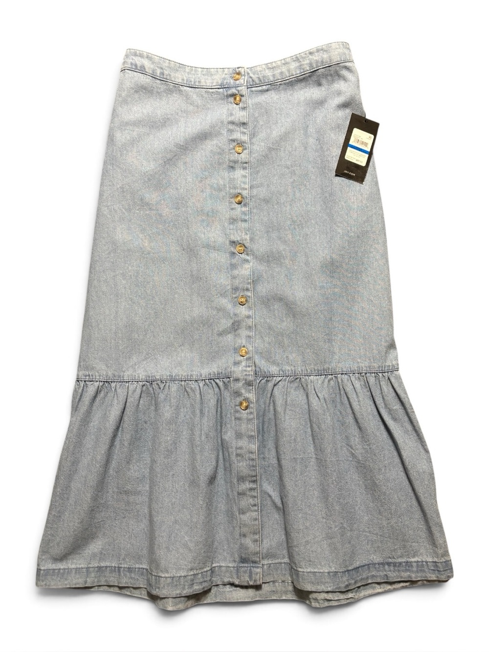 NWT Jones New York Denim Button-Front Midi Skirt  Light Blue Size XL